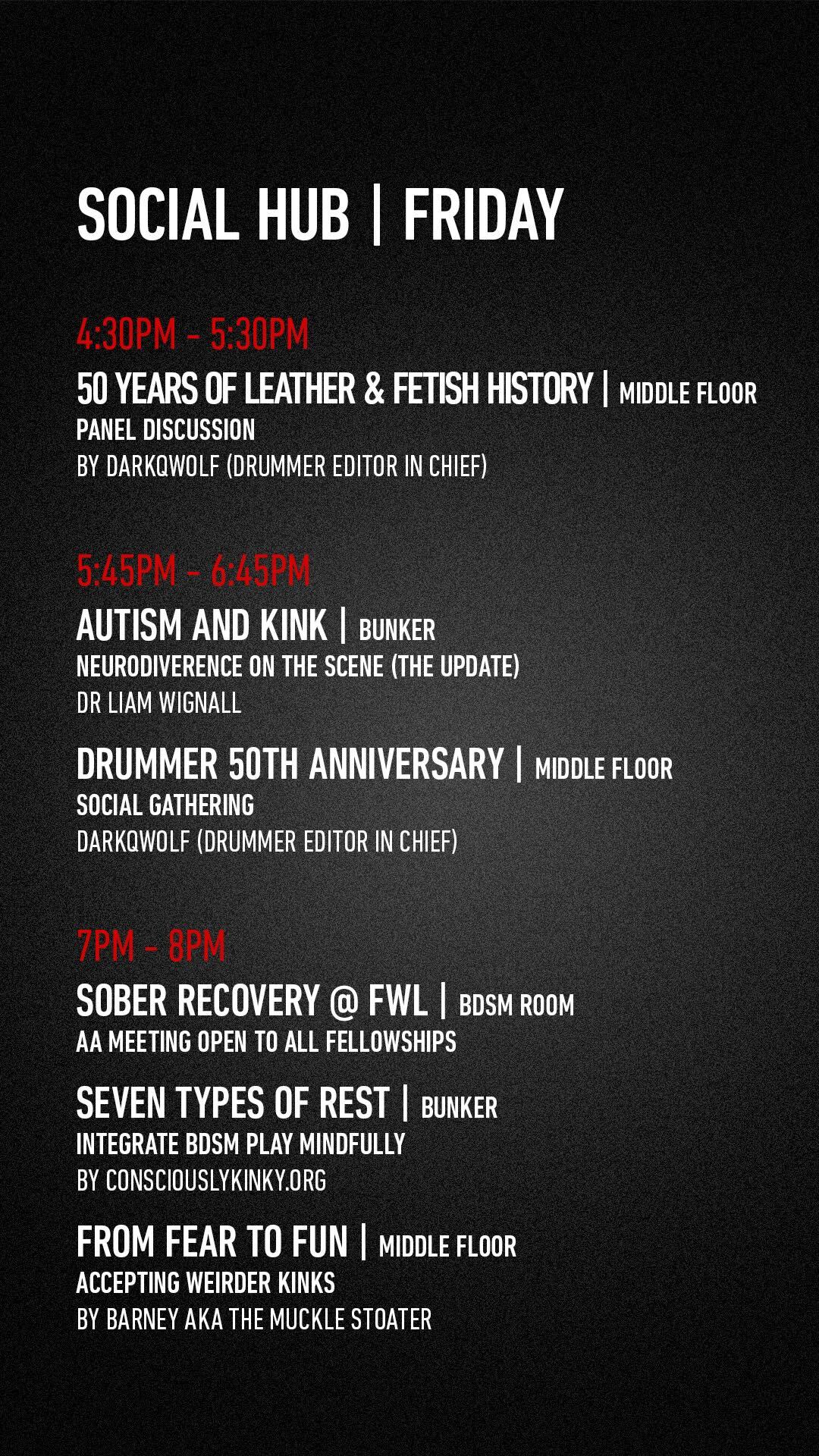 Masterclass Friday schedule