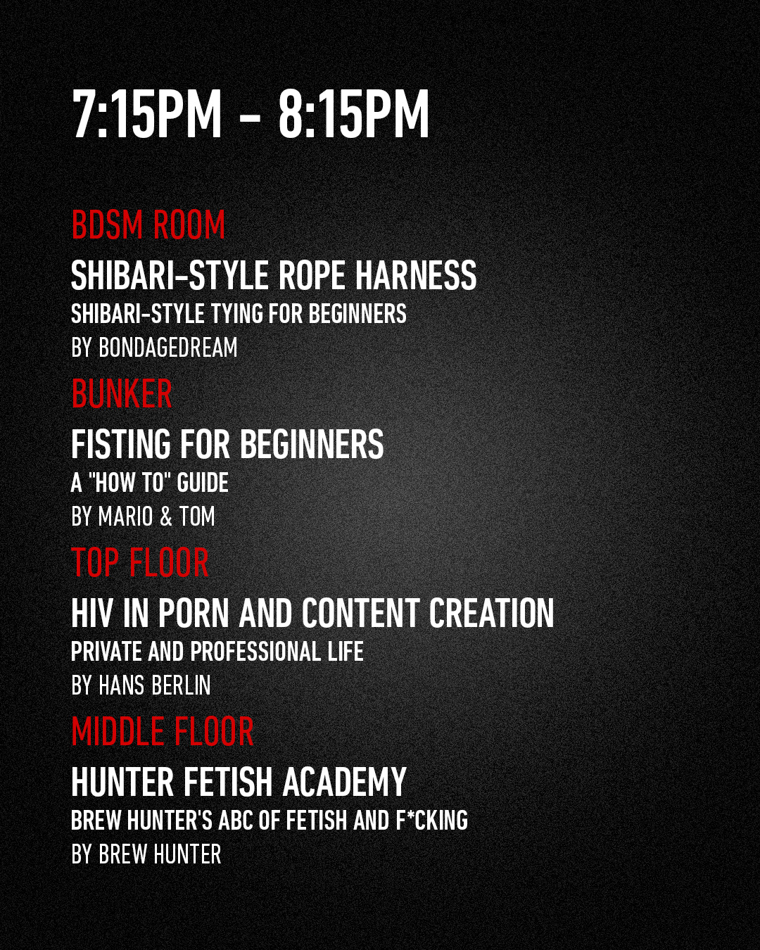 Masterclass slot schedule